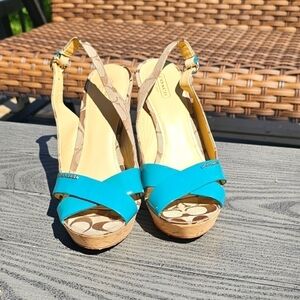 Coach platform wedge sandals